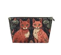 NTVOWPZO Trousse de toilette de voyage pour homme et femme avec deux chats rouges - Grande capacité - Résistante à l'eau, doré, Taille unique