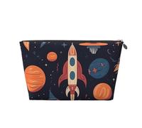 NTVOWPZO Trousse de toilette de voyage pour homme et femme - Grande capacité - Résistante à l'eau - Motif fusée spatiale - Bleu, Argenté., Taille unique