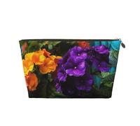 NTVOWPZO Trousse de toilette de voyage pour homme et femme - Motif fleurs jaunes et violettes - Grande capacité - Résistante à l'eau, doré, Taille unique