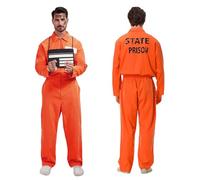 Ntwdby Déguisement de Prisonnier Orange, Costume de prisonnier, Combinaison Prisonnier Homme, Tenue Prisonnier Oranges Unisexe, Orange Prisons Costume Halloween carnaval Cosplay (S)