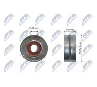 NTY Poulie tendeur RNK-MS-017, courroie trapézoïdale à nervures, métal, pour Mitsubishi, Opel