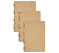 NU: Lot de 3 carnets de notes à spirales format A4 en papier kraft - Cahier professionnel - 160 pages