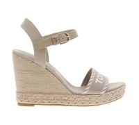 Nu-pieds cuir talon compensé haut Tommy Hilfiger beige 39