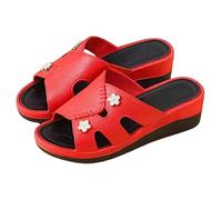 Nu Pieds Femme Été Confortable Compensee Femme Eté Pantoufles à Bouche de Poisson Pour Femmes Sandales d'été Semelles Épaisses Vêtements D'Intérieur Sandals Randonnée Chaussures de (Red 40)