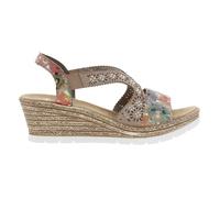 Nu-pieds femme - RIEKER - Compensé - Gris - Basse - Bride ornée de maille crochet 39