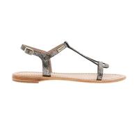 Nu-pieds LES TROPEZIENNES HAMA en cuir noir à talon plat - Noirs dorés - Femme 37