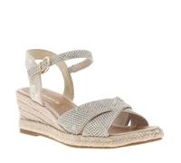 Nu-pieds talon semi-compensée - TAMARIS - Platine - Gris - Femme - 5 cm - Bride - Basse - Compensé 39