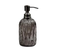 nu steel Glacier Collection Distributeur de Savon Liquide Rechargeable en Verre avec Finition Noire et Bordure en métal pour Salle de Bain, vanité, comptoir pour Lotion, désinfectant pour Les Mains,