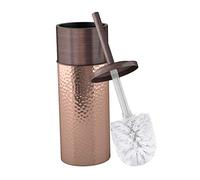 nu steel Porte-Brosse WC Rond en Acier Inoxydable pour Salle de Bain Finition Couleur cuivre livré avec Une Doublure en Plastique complète à l'intérieur pour éviter Les Gouttes, Bronze