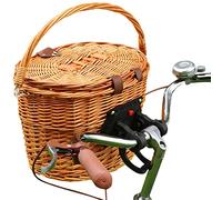 NUACOS Panier Velo Avant Femme - Vélo Guidon Panier Vec Fixation Rapide - Panier Osier Velo avec Poignée de Transport - Panier Chien Velo Avant Charge Maximale 5kg - pour OUS Velo Courants