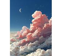 Nuage 5D Diamond Painting Kits, Lune Diamond Painting Enfant, DIY Débutant Peinture Diamant Loisirs Créatifs Adultes Kits, Diamant Point de Croix, Cadeau Femme, Decoration Salon, 100x135cm 8-7272