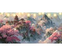 Nuage blanc Diamond Painting Adulte Maison Diamond Painting 40x80cm, 5D DIY Peinture Diamant Adulte Strass Cristal Peinture Paintings par Numéros Kit, Tableau Diamant pour Décoration Chambre FD-5153