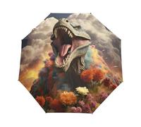 Nuage De Fleurs De Dinosaure en Colère Parapluie Pliable Pliant à Ouverture Automatique Parapluies Pliant Coupe-Vent pour Voyager Plage Femmes Enfants Homme Fille