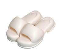 Nuage Diapositives Belles pantoufles à fond épais Femme Été Frais Usure externe Fée Macaroon Europe Et États-Unis Maison Doux Élastique Un Mot Traîner Chaussures De Douche Extérieure (Blanc,38-39)