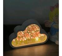Nuage DIY Veilleuse avec Miroir - Décoration de table florale pour chambre à coucher, salon, espaces romantiques, matériau ABS 7,9 x 13 cm 1,6 (rose)
