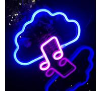 Nuage et musique, bleu + rose LED néon logo, conception mignonne, USB/AA double usage batterie, bar, fête, lampe de décoration, cadeau de vacances
