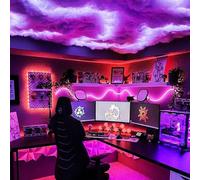 Nuage Led Plafond, Led Nuage Plafond Coton, Nuage De Tonnerre Veilleuse RGB Music Sync Multicolore Changeant Coton Cloud Light Strip Pour Technologie De Salle De Jeu 10m
