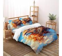Nuage Lion Housse De Couette 3 Pièces Animal Theme Wildlife Parure De Lit Microfibre pour Adulte Et Enfant avec Fermeture Éclair E Taies d'oreiller Super King(260x220cm)