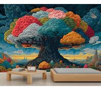 Nuage Tree Murals Colorful Tree Canopies Art Deco Papier peint Paysage Fantasy Papier peint Chambre à coucher Salon Canapé Fond TV Grand poster mural 350 x 256 cm