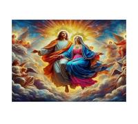 Nuages Anges Lumière 1000pcs Mini Puzzle pour Famille Difficile | 52x38cm Carton Décor Salon Structure Durable Cadeau Anniversaire Soulagement Anxiété