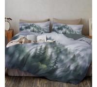 Nuages Brume Forêt Parure De Lit Microfibre Housse De Couette 240 x 260 cm, Lavable Et Doux Housses De Couettes Réalisme Naturel 3 PièCes avec 2 Taies d'oreiller pour Adultes
