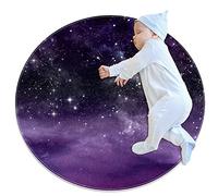 Nuages de Ciel étoilé Violet Tapis Ronds antidérapants Doux pour Salon de Chambre 70x70cm