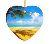 Nuages et palmiers Plages Décoration de Noël en céramique à suspendre Arbre de Noël Arbre de Noël Cadeau de vacances ami