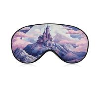Nuages Over The Castle Masque de voyage occultant pour les yeux pour dormir en avion avec sangle réglable pour homme et femme