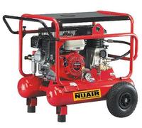 Nuair - Compresseur d'air mobile essence 5,5CV 4kW 2x10L 10 bar - WARRIOR 103-5.5S-HONDA - Roues larges, Arceau supplémentaire pour levage - Rouge