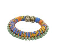 Nuala Art Bracelet Grec Orange Métal avec Perles et Dentelle Femme Classique Adulte 9 cm Diamètre 1 cm Épaisseur