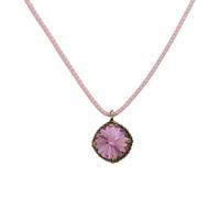 Nuala Art Collier en métal pour femme, cristal rose, design grec, longueur 42 cm, largeur 1,5 cm