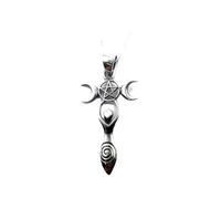 Nuala Art Gaia Pendentif en argent, déesse mythologique de la nature, 20 x 37 mm, bijou fait main avec dentelle noire au choix ou chaîne en argent de 45 cm