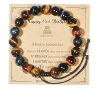 NuanBao Cadeau d'anniversaire multicolore - Bracelet œil de tigre rouge bleu doré pour cadeaux avec coffret cadeau, 16, 18, 21, 30, 35, 40, 45, 50, 55, 60, 65, 70, 75, 80, 85, 90, 95, 100 ans, Large