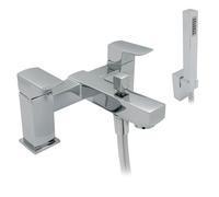 Nuance Robinet mitigeur pour baignoire et douche Chrome - Robinet de baignoire moderne à double levier avec kit de douche, construction en laiton durable