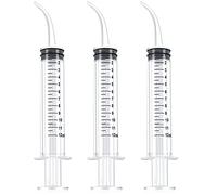 Nuanchu 3 Seringue Plastique 12 ml Graduée Réutilisable Irrigation Seringue Incurvée pour Nettoyer les Dents Alimentaire Buccale Nourrir Animaux