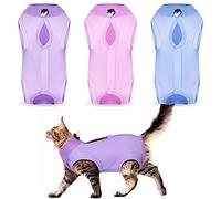 Nuanchu Combinaison de Convalescence 3 pièces pour Chat et Chaton - Collier électrique Alternatif pour Chats et Chiens - Peau Abdominale - Anti-léchage - Taille S
