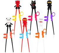 Nuanchu Lot de 6 paires de baguettes d'apprentissage pour débutants, vaisselle mignonne réutilisable pour enfants et adultes avec baguettes d'apprentissage amovibles, pour droitier ou gaucher, panda, ninja et chat