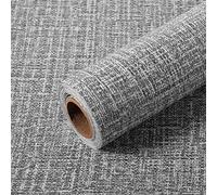 Nuanchu Papier peint autocollant texturé à texture de lin, imitation toile de gazon, imperméable, carrés amovibles pour mur, chambre à coucher, salon, hôtel (gris foncé)