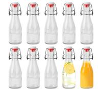 Nuangoo Lot de 10 Bouteilles en Verre 150ml avec Bouchon Mécanique, Bouteilles Vides à Remplir Fiole en verre pour Jus, Huile, Vinaigre, Liqueurs ou Bière,Eau gazeuse (150ML)