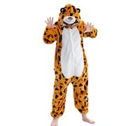 NUANHOM Grenouillère à capuche pour garçons et filles - Motif tigre et dinosaure - Costume d'Halloween et cosplay - Grenouillère à capuche, léopard, 11-12 ans