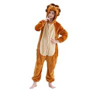 NUANHOM Grenouillère à capuche pour garçons et filles - Motif tigre et dinosaure - Costume d'Halloween et cosplay - Grenouillère à capuche, lion, 3-4 ans