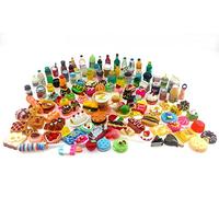 Nuanmu Lot de 10 bouteilles miniatures pour nourriture et boissons (10 bouteilles + 10 aliments aléatoires)