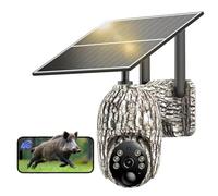 NUASI 4G Caméra de Chasse avec Carte SIM, 2K Caméra de Surveillance Solaire Extérieure sans Fil Détection de l'animal, 360° PTZ Caméra Sécurité avec Audio Bidirectionnel, Vision Nocturne