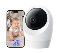 NUASI 4G LTE Caméra de Surveillance intérieure avec Carte SIM, Enregistrement 24/7, 2K caméra PTZ 360°, détection de Mouvement et Audio bidirectionnel