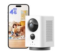 NUASI 4g LTE Camera Interieur sans Fil, 2k Caméra de Surveillance sans WiFi avec Carte Sim & 7800mAh Batterie, 360° PTZ, Détection de Mouvement PIR, Vision Nocturne Couleur, Audio 2 Voies