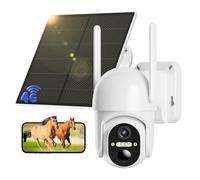 NUASI 4G LTE Caméra Surveillance Extérieure sans Fil, 2K Camera Solaire avec Carte SIM, 360° PTZ, Vision Nocturne Couleur, PIR Détection, Audio Bidirectionnel, IP66