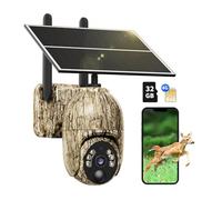 NUASI Caméra de chasse solaire 4G LTE avec carte SIM, 2K sans fil avec application de transfert de téléphone portable, caméra de surveillance extérieure avec vision nocturne couleur, détection PIR,