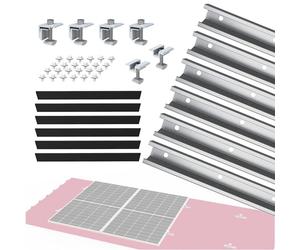 NuaSol Kit de montage photovoltaïque pour toit en tôle trapézoïdale | Fixation pour 2 modules | Profil en U 20 cm | Support de panneau solaire avec pince d'extrémité, pince centrale et vis pour