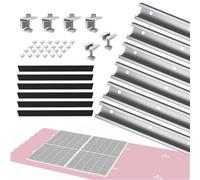 NuaSol Kit de montage photovoltaïque pour toit en tôle trapézoïdale | Fixation pour 2 modules | Profil U 20 cm | Support avec pince d'extrémité et centrale, et vis