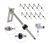 NuaSol Lot de 10 Vis à Double Filetage M10 × 200 mm | Acier Inoxydable | Avec Plaque d’Adaptation | Fixation pour Supports de Panneaux Solaires & Toitures